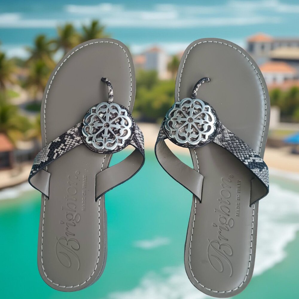 Brighton Alice Sandals 8m Exotic Python Snake Pri… - image 1